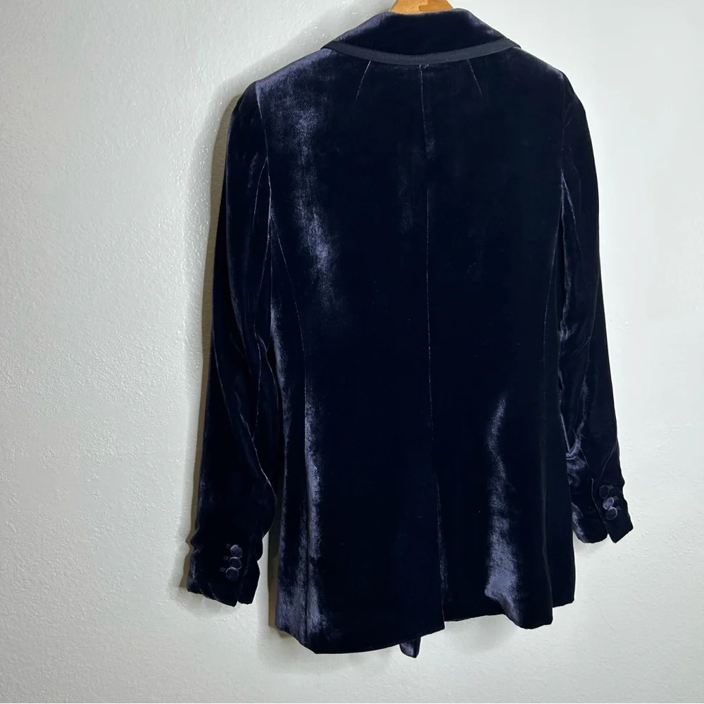J. Crew Collection Navy Blue Velvet Double Breasted Blazer 00